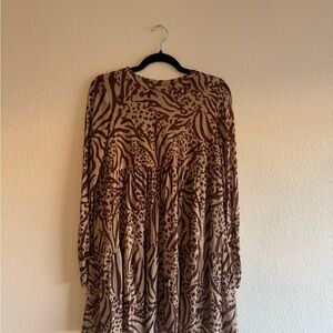 AFRM Tan and Brown Patterned Dress